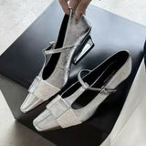 MQTIME  -  Animal-Print T-Strap Buckle Chunky-Heel Women's Pumps and Heels Elegant Pointed-Toe Mary Jane Shoes Comfortable Work High Heels