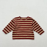 MQTIME  -  Autumn New Children Long Sleeve Striped T Shirts Cotton Boys Casual Tee Kids Vintage O-neck Tops Girls Bottoming Shirts