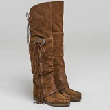 MQTIME  -  Retro Women's Over The Knee Boots Bohemian Style Casual Shoes Fashion Suede Platform Boots for Woman Designer Shoes Botas Mujer
