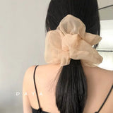 Mqtime Spring summer organza hair scrunchie large fairy chiffon women Elastic Hair Band Ponytail Holder Hair Tie Girl Gum Accessories