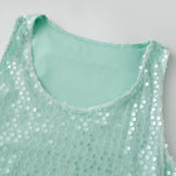  MQTIME  -  New Women Sparkle Sequin Skirt Sets Sleeveless Tank Top with Mini Skirts 2 Piece Set for Party Club Summer Sexy Streetwear