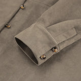 MQTIME  -  Vintage Brown Suede Shirt Fall-winter Small Loose Midi Cardigan Top Women