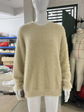 MQTIME  -  Women Knitted Mohair O-Neck Sweater Fluffy Fuzzy Long Sleeve All-matching Pullover Top 2024 Autumn Lady Solid Oversized Jumper