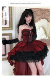 MQTIME  -  Handmade Rose Nebula Gothic Red Lolita Evening Wedding Dress Girls Birthday Party Bar Mitzvah Trailing Lolita Princess Dress