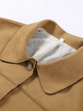 MQTIME  -  Casual Suede Brown Short Jacket Women Retro Solid Loose Single-breasted Full Sleeve Female Coat Chic High Street Lady Outerwears