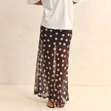 MQTIME  -  Women's Summer Y2k Vintage Polka Dot Print Long Skirt Elastic High Waist Mesh Sheer See-through Layered A-line Skirts