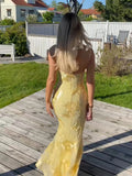 MQTIME  -  Embroidery Flower Fishtail Dress Women Spaghetti Strap Backless Sleeveless Zipper Holiday Party Dresses 2025 Summer Chic Robe