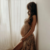  MQTIME  -  Maternity Dress Photoshoot for Pregnancy Baby Shower Photography Outfit Two-piece for Boutique Maternity Bump Friendly Dresses
