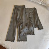 MQTIME  -  Women's Modal Cotton Spwear Set Spring Autumn Summer Four-Piece Strap Long Pants Chest Pad Home Clothes Outdoor Wear