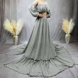 MQTIME  -  2 Piece Set Maternity Dress Top and Skirt Free Size Long Sleeves Photography Dress Pregnant Woman Photo Shoot Clothes