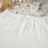 MQTIME  -  Laced up Long Sleeve White Nightwear Spring Autumn Pajamas Lounge Wear Women's Home Clothes Casual Sleepwear Home Wear D422