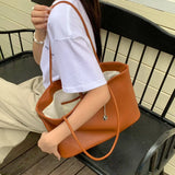 MQTIME  -   Soft Large Capacity Women's Shoulder Bag Fashionable Tote Bag Korean Style PU Material Single Shoulder Bag for Casual Travel