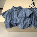 MQTIME  -  Boys' Suit Spring and Summer New Children's Clothes Korean Style Boy Baby Western Leopard Denim Two-piece Set