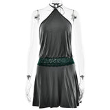 MQTIME  -  Casual Halter Backless Mini Dress Women Sexy Sleeveless Off-shoulder Waist Cinching Short Dresses Lady Vacation Party Vestidos