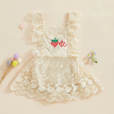 MQTIME  -  Summer Infant Baby Girls Bodysuit Dress Sleeveless Embroidery Lace Tulle Patchwork Jumpsuit Clothes