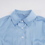  MQTIME  -  French Temperament Turn Down Collar Long Sleeve Single Breasted Basic Office Lady Women Shirt
