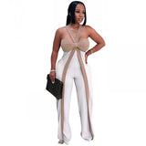 MQTIME  -  Solid Color Women Jumpsuits For Summer Autumn Sleeveless Loose Fashion Streetwear Overalls Wide Leg Pants Trousers