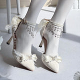 MQTIME  -  Elegant Women's Shoes Lolita Wedding Bridal Heels White Bow Butterfly Heels Y2K Heels Comfortable Mary Jane Shoe Summer