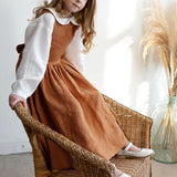 MQTIME  -  Vintage Cotton Linen Girls Sleeveless Dress Chic Open Back Buttons Bandage Bow Sweet Loose Wending Evening Party Dresses