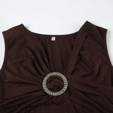 MQTIME  -  2000s Aesthetic Circular Design Sleeveless T-shirts Elegant Fashion V-neck Slim Tank Top Women Acubi Solid Blouse Vests