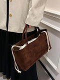 MQTIME  -  Faionable Large Capaci Commuter Suede Tote Bag Dongda Gate New Soft PU Handbag Casual Youth Sle Trendy Tot Bag
