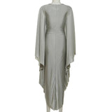 ﻿ MQTIME  -  Irregular Pleated Slit Dress Evening Club Dresses 2025 Women Fall Sexy Bodycon Maxi Dresses Party Elegant Evening Prom Dress