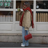  MQTIME  -  Autumn Retro Patchwork Lapel Jacket Woman Single Breasted Long Sleeved Pocket Short Coats Casual Office Lady Outwear New