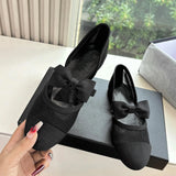 MQTIME  -  New Bow Ballet Flats French Retro Mary Jane Shoes Women Round Toe Hollow Out Flat Shoes