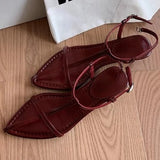 MQTIME  -  New Temperament Wedge Heel Pointed Personalized High Heels One-word Thin Strap Open-toe Buckle Sandals Women