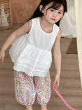 MQTIME  -  New Summer Baby Girls Sleeveless Blouses Lace Embroidery Ruffles Tops Toddlers Kids Cotton Vest Shirts