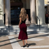 MQTIME  -  Sexy Spaghetti Strap Bodycon Ruched Summer Dress Women's Long Dress Fashion Elegant V-neck Holiday Summer Party Dress