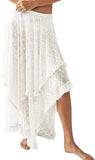 MQTIME  -  Ethnic style lace women's skirt retro irregular medium and long skirt lace curtain skirt cover