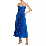 MQTIME  -  Elegant Summer Pleated Long Dress Women Backless Sleeveless Beach Vacation Dresses Female 2025 Fashion Lady A-line Robes