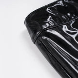 MQTIME  -  Fashion 90s Punk PU Leather Low Rise Pants for Women Gothic Outfits Skinny Flare Pants Club Party Streetwear