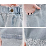 MQTIME  -  Fashion Baby Girl Princess Wide Leg Lace Bottom Jeans Pant Cotton Infant Toddler Child Loose Denim Trousers Baby Clothes 1-10Y
