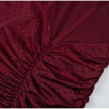  MQTIME  -  Sexy Rhinestone Mesh Patchwork Slim Mini Dress Women Sleeveless Backless Pleated Bodycon Dresses 2026 Summer Evening Party Robe