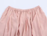MQTIME  -  Women Ruffled Mini Skirts Solid Color Summer Chic Streetwear High Waist Elastic Asymmetric Hem Skirts Female Slim Mesh Skirts