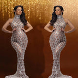 MQTIME  - Maternity Photography Sexy Shiny Goddess Bodysuit Rhinestone Maternity Dress For Photo Shoot