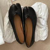 MQTIME  -  Fashion Split toe Pleated Soft Leather Women Ballet Flats Spring Summer Casual Walking Lazy Tabi Loafers Girls Dance Shoes