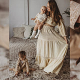 MQTIME  -  Bohemian Photo Shooting Pregnancy Dress One Shoulder Long Sleeved Two-Piece Pure Cotton Lace Dress Photography Dress For Women