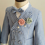 MQTIME  -  Boys Suit for Weddings Party Summer Autumn Gentleman Plaid Birthday Blazer Set Baby 1 To 4 Y Kids photograph Costumes