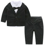 MQTIME  -  3Piece Spring Fall Newborn Baby Boy Clothes Fashion Gentleman Suit Black Infant Coat+White Shirt+Pants Kids Clothing Set BC2038