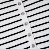 MQTIME  -  Contrast Striped Woollen Short-sleeved Single-breasted Cardigan Polo Neck Commuter Knit Top for Women