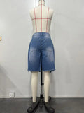  MQTIME  -  Summer New Fashion Women's Hole Washing Water Corns Loose Denim Shorts High Waisted Ripped 5-point Jeans