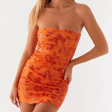 MQTIME  -  Women Beaded Mini Dress Sequin Embroidery Strapless Bodycon Dresses Ladies Sexy Off Shoulder Backless Glitter Mini Dress