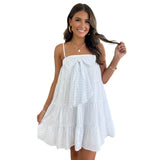 MQTIME  -  Women's Summer Mini Cami Dress Stylish Y2k Dots Print Bow Decor Front Square Neck Spaghetti Strap Flowy Loose Dresses