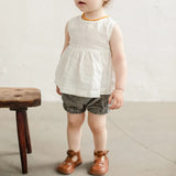  MQTIME  -  Girls Retro Mori Cotton And Linen Tank Top Summer New Back Buttons A-Line Ruffled Hem Kids Blouse Casual Linen Sleeveless Tops