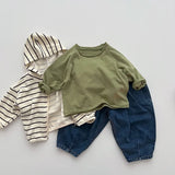 MQTIME  -  Autumn New Children Long Sleeve T Shirts Cotton Boys Casual Tee Solid Kids Girls Soft Bottoming Tops Baby Clothes