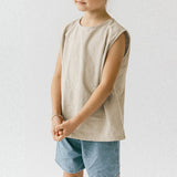 MQTIME  -  Girl's Linen T-Shirt Loose And Breathable Cool Sleeveless Summer Tank Top Unisex Basic Cotton Linen Tops For Boys And Girls