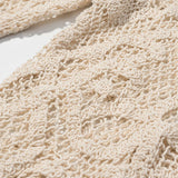 MQTIME  -  Women's Crochet Lace Flared Pants Boho Beach Vacation See-through Mesh Trousers Summer Casual Chic Hollow-out Sexy Slim Fit Pant